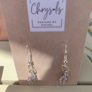 Cubic Zirconia Silver Leaf Earrings